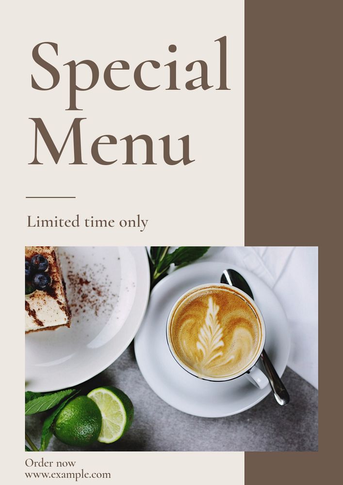 Special menu poster template, editable text & design