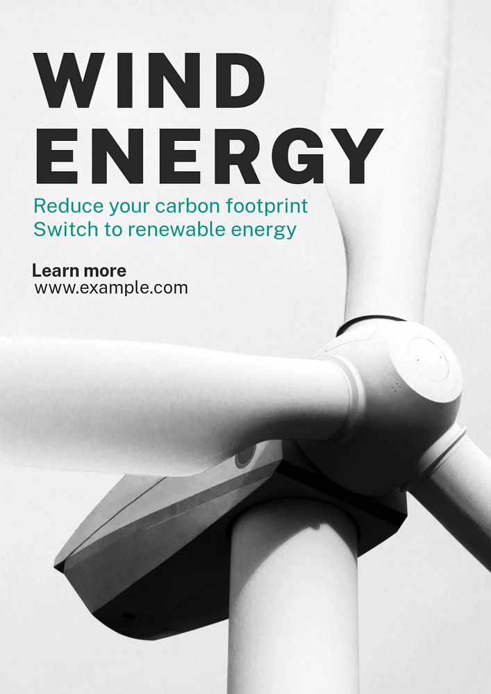 Wind energy poster template, editable text & design