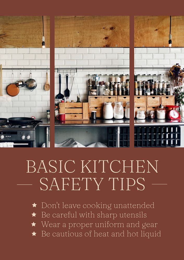 Basic kitchen tips poster template, editable text & design