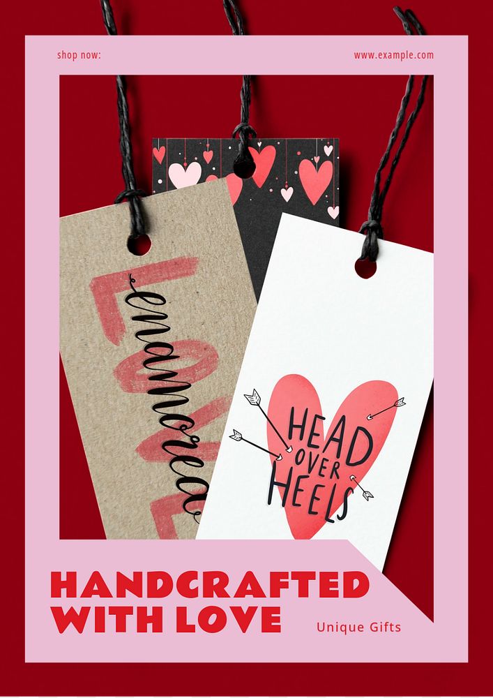 Handcrafted with love poster template, editable text and design