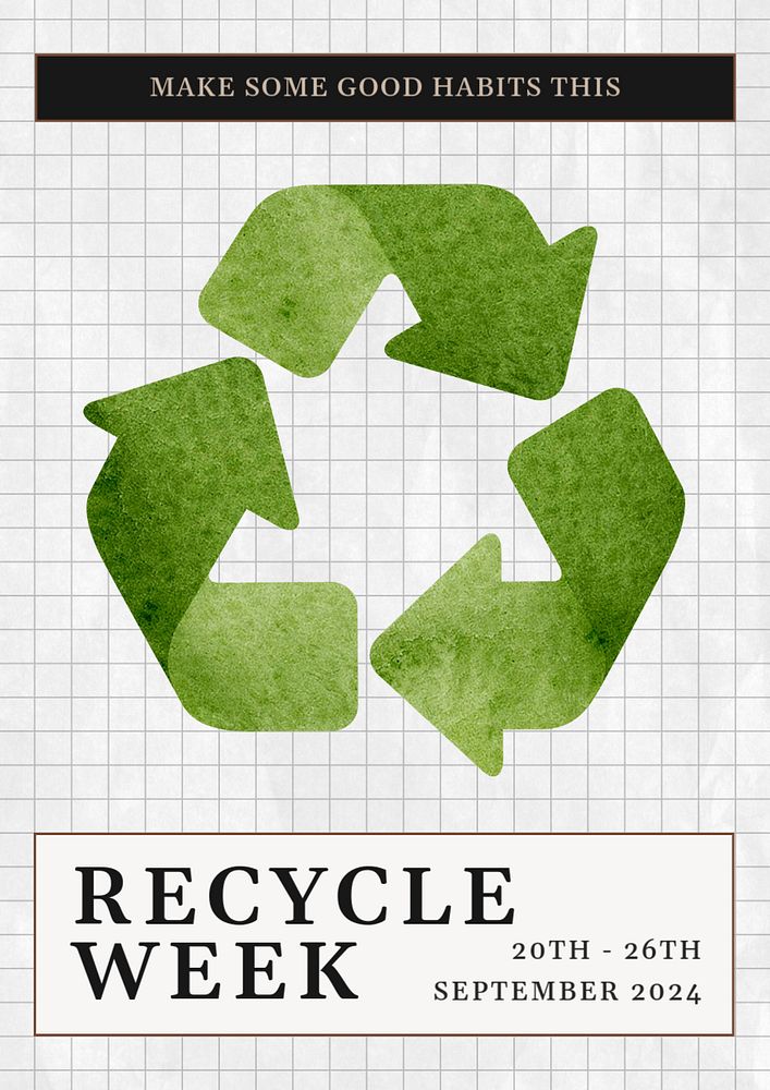 Recycle week poster template, editable text & design