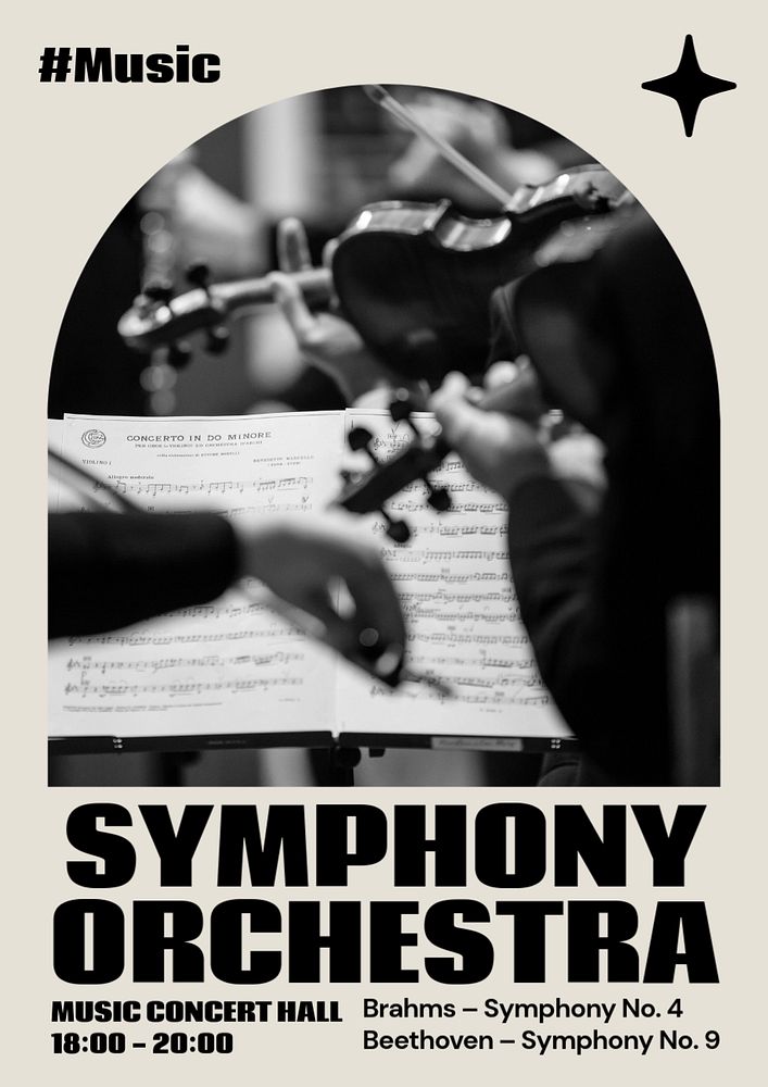 Orchestra concert poster template, editable text & design