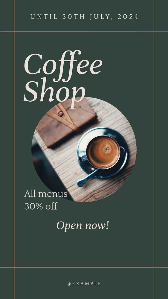 Coffee shop Instagram story template, editable text