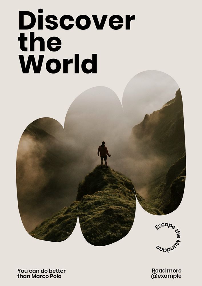 Discover the world poster template, editable text & design