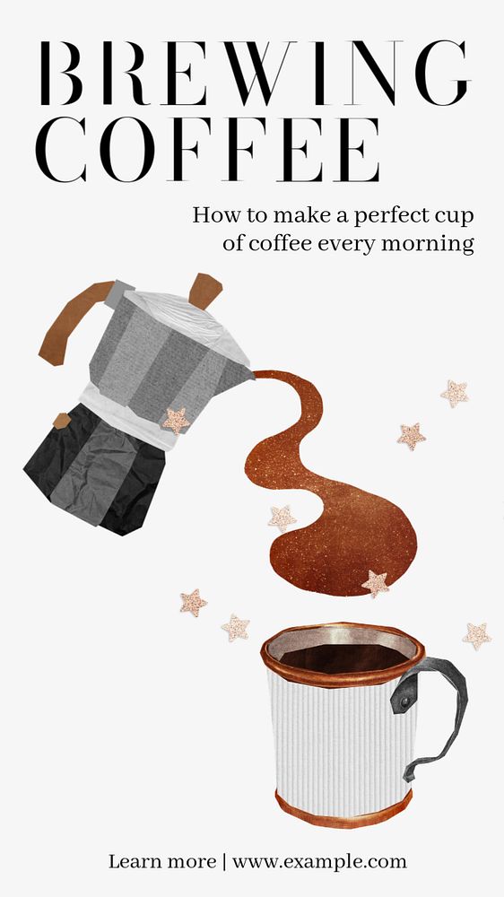 Brewing coffee Instagram story template, editable text