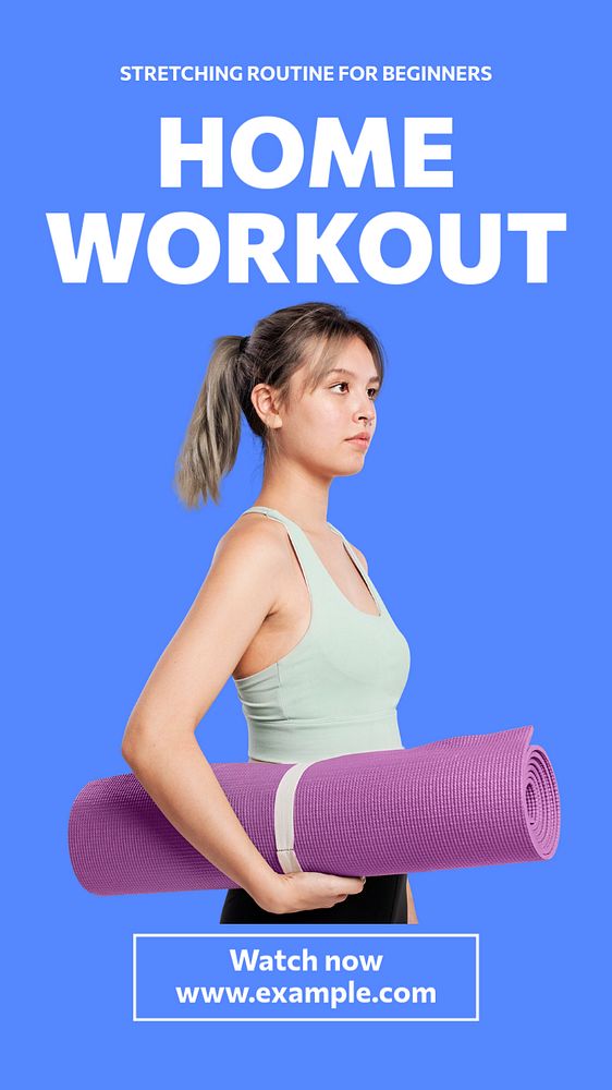 Home workout Instagram story template, editable text