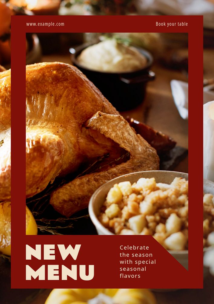 New menu poster template, editable text & design