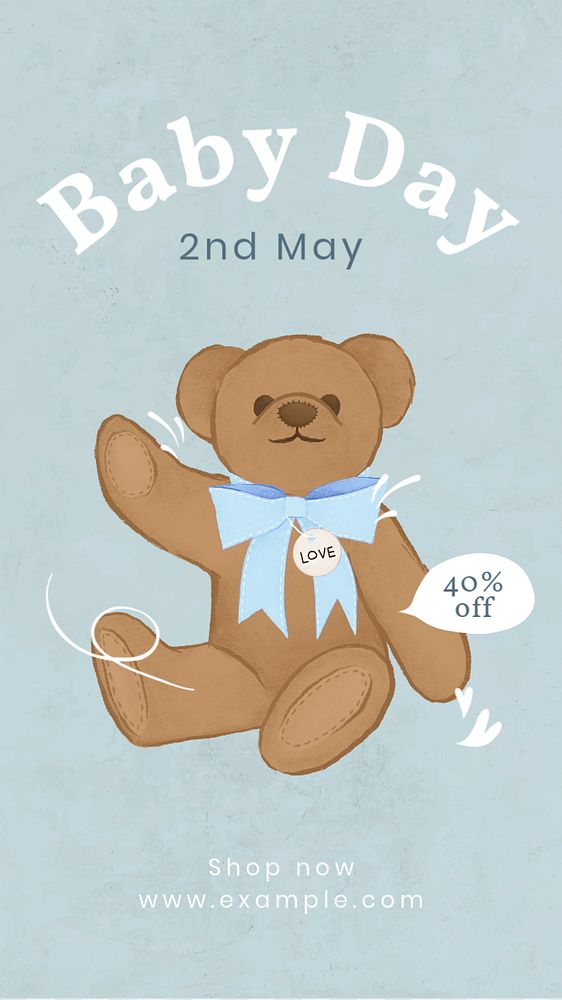 Baby Day sale Instagram story template, editable text