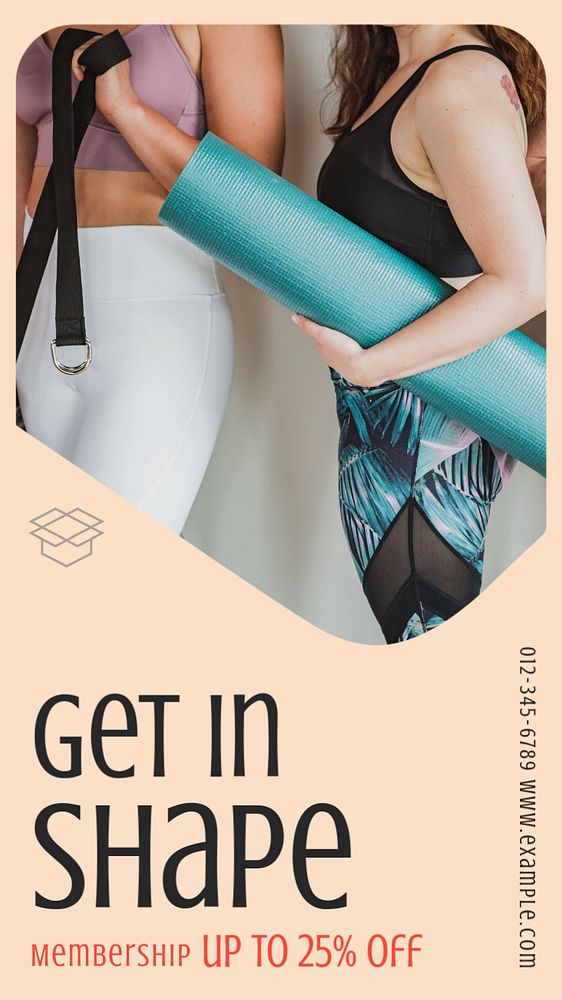 Get in shape Instagram story template, editable text