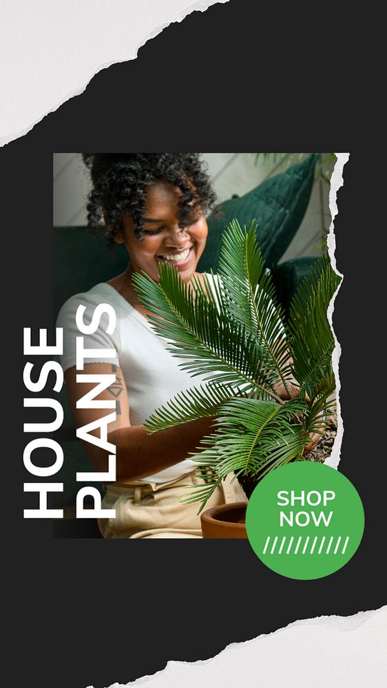 Home plants Instagram story template, editable text