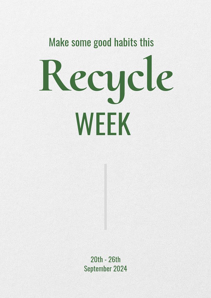 Recycle week poster template, editable text & design