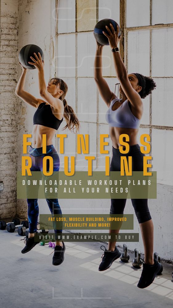 Fitness routine guides Instagram story template, editable text