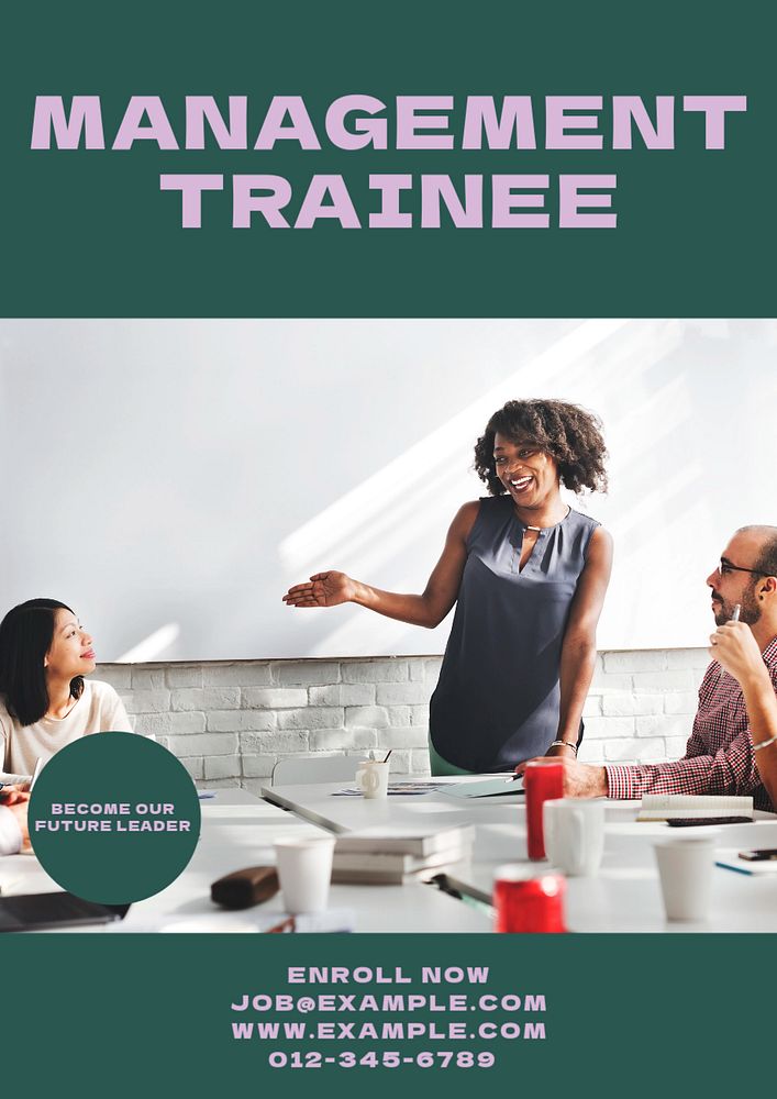 Management trainee poster template, editable text & design