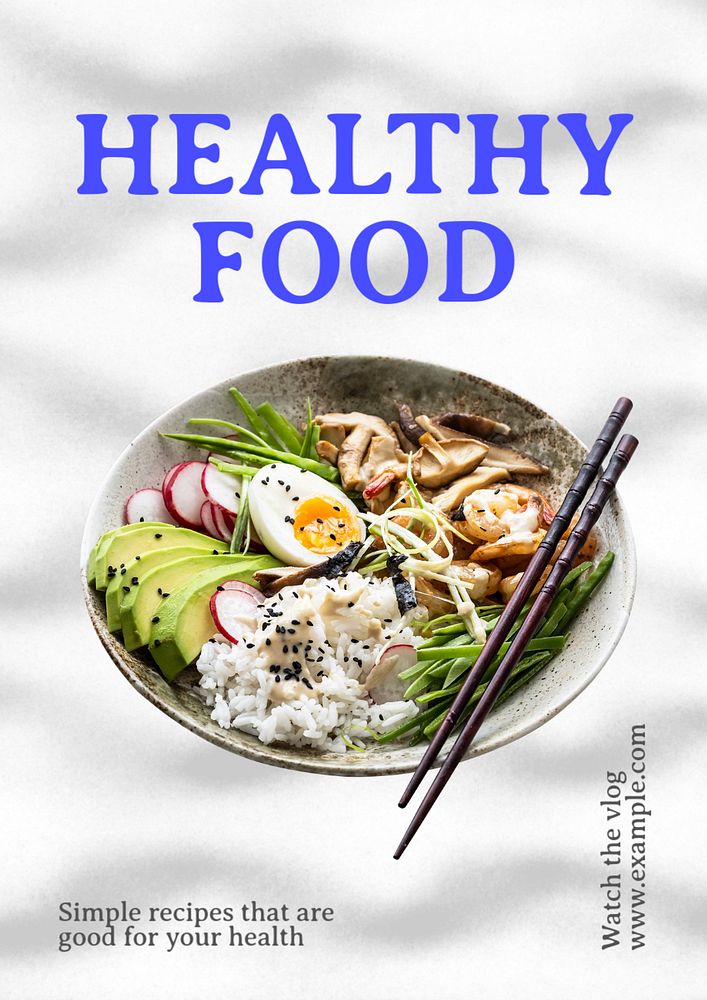 Healthy food  poster template, editable text and design