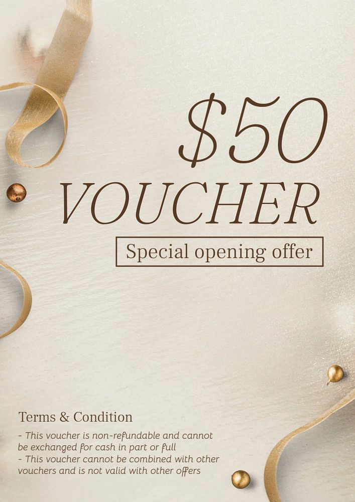 Gift voucher poster template, editable text & design