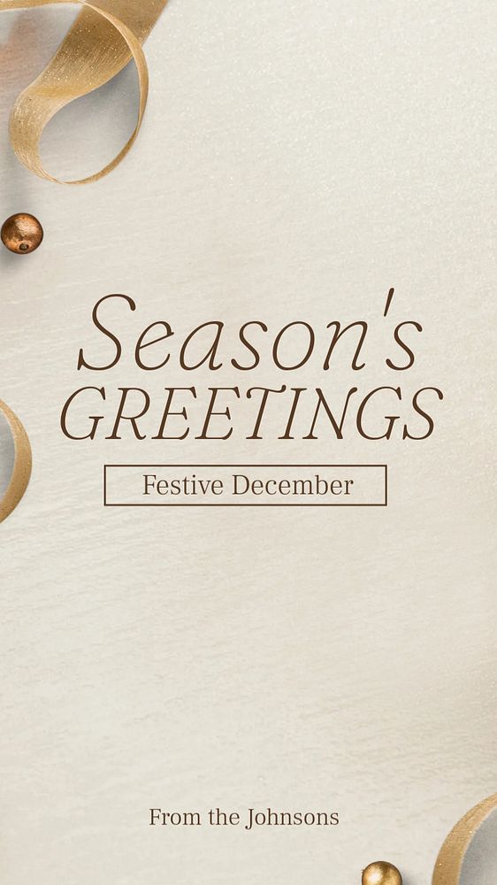 Season's Greetings Instagram story template, editable text