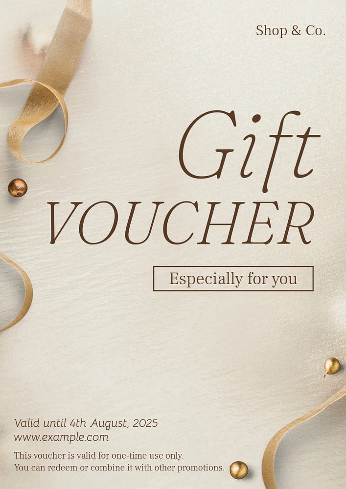 Gift voucher poster template, editable text and design