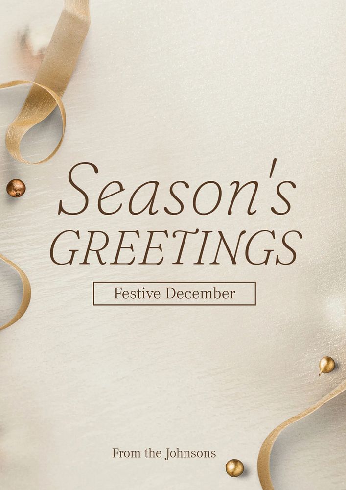 Season's Greetings poster template, editable text & design