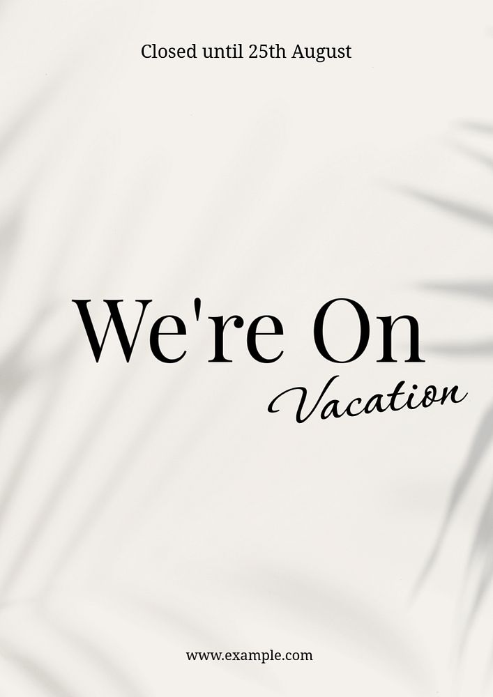 We're on vacation poster template, editable text & design