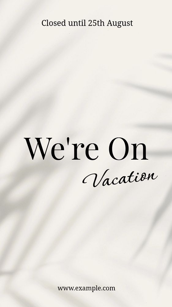 We're on vacation Instagram story template, editable text