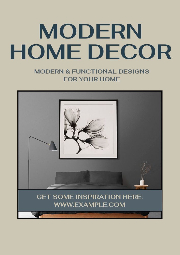 Modern home decor poster template, editable text & design