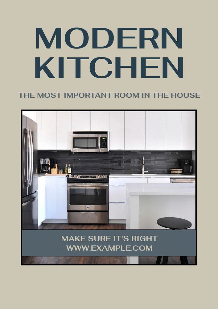 Kitchen design poster template, editable text & design