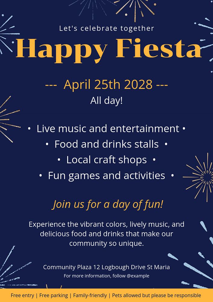 Happy fiesta poster template, editable text & design