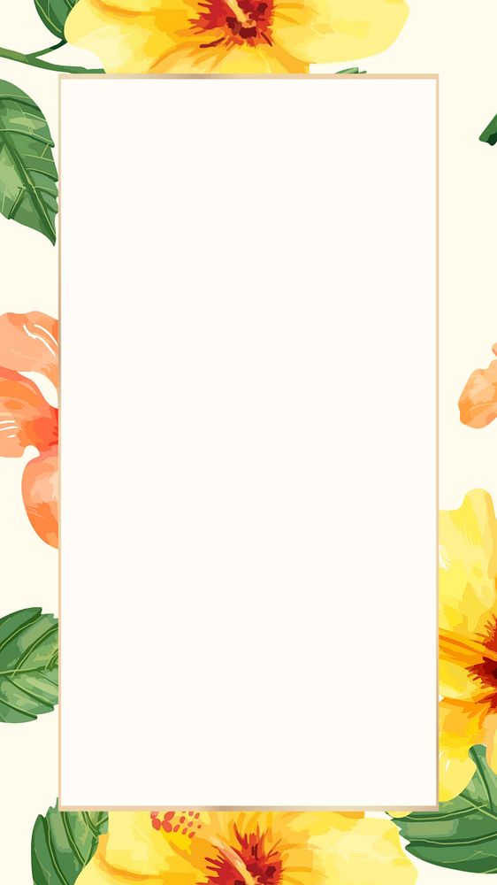 Editable hibiscus frame mobile wallpaper