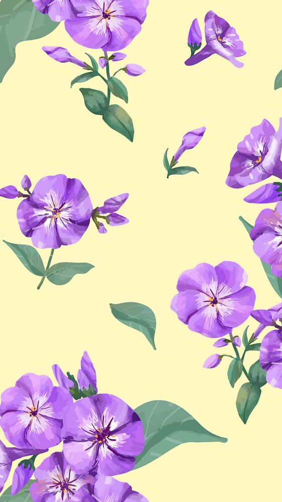 Editable floral mobile wallpaper, phlox pattern design