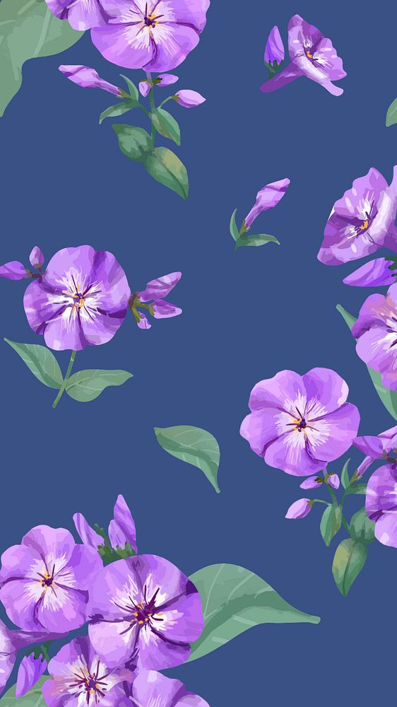 Editable floral mobile wallpaper, phlox pattern design