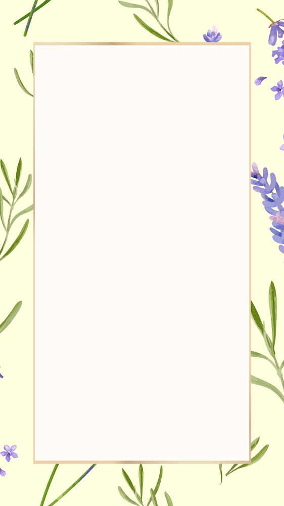 Watercolor lavender flower mobile wallpaper, editable frame design