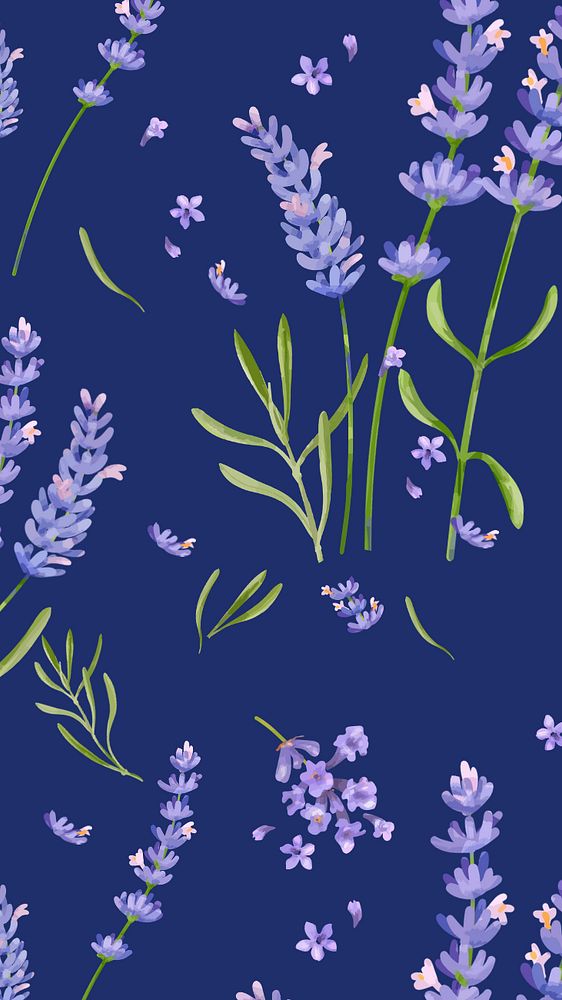 Editable floral mobile wallpaper, lavender pattern design