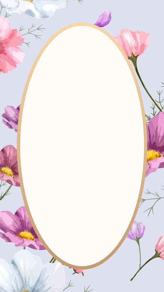 Editable flower frame mobile wallpaper, watercolor colorful design