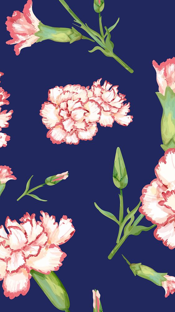 Editable floral mobile wallpaper, carnation pattern design