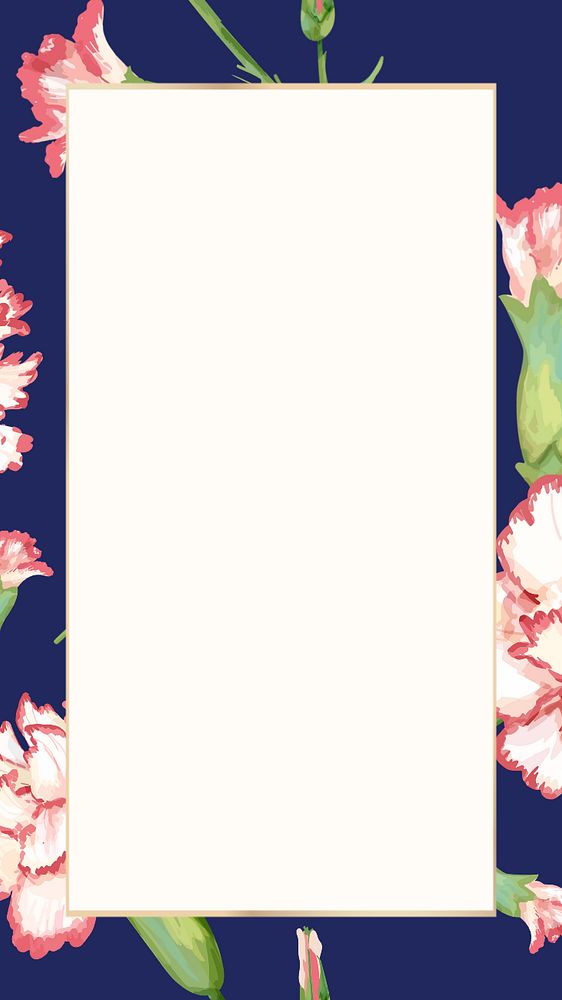 Watercolor flower frame mobile wallpaper, editable carnation design