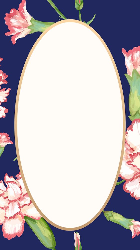 Editable flower frame mobile wallpaper, watercolor carnation design