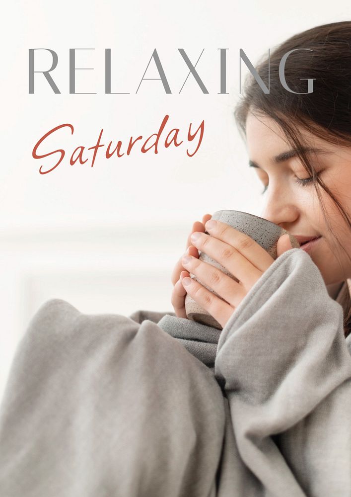 Relaxing saturday poster template, editable text & design