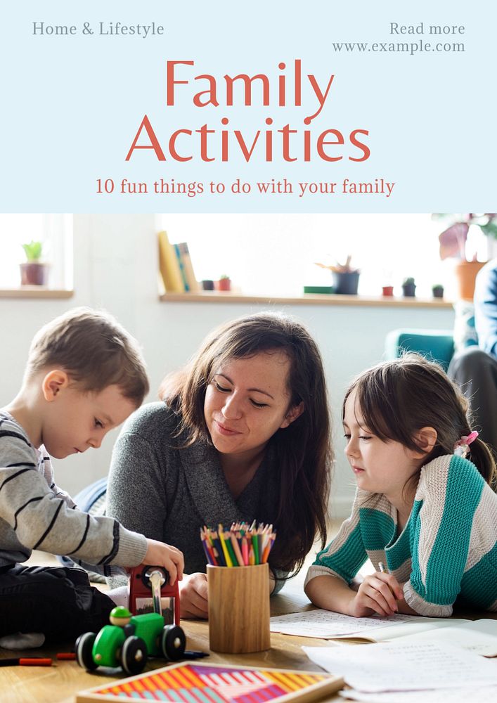 Family activities  poster template, editable text and design