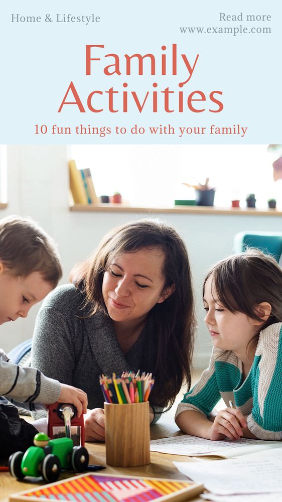 Family activities  Instagram story template, editable text