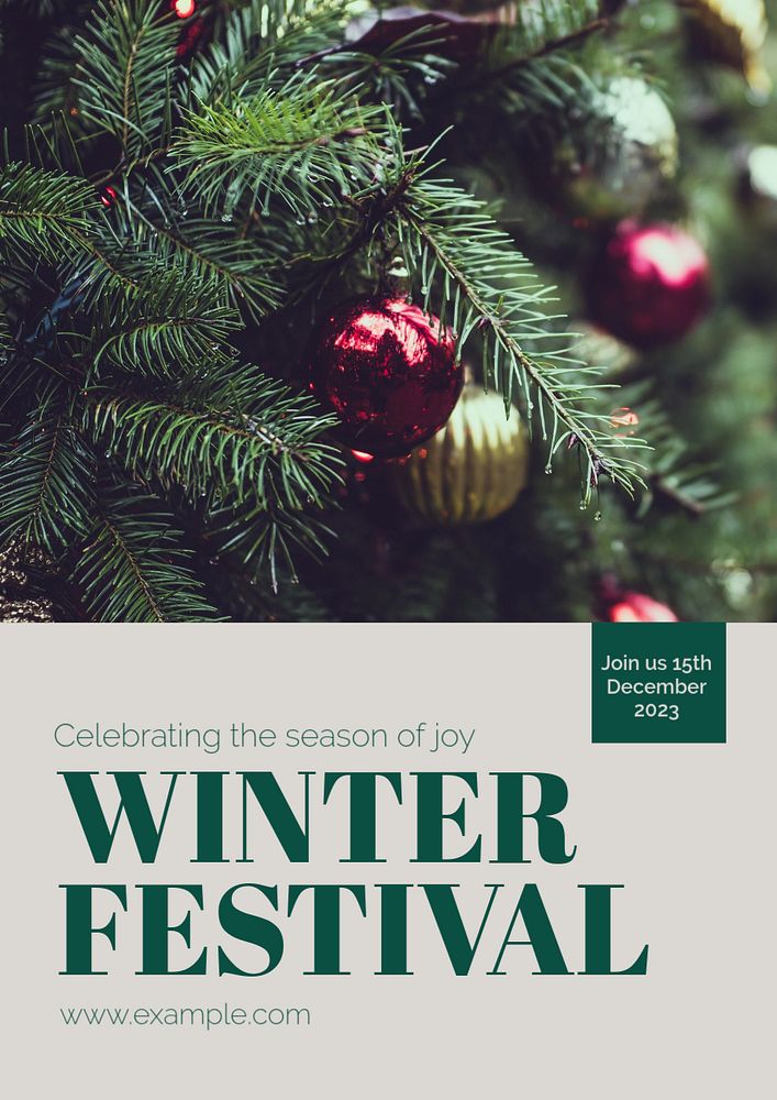 Winter festival poster template, editable text & design