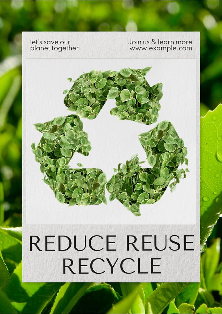 Reduce reuse recycle poster template, editable text and design