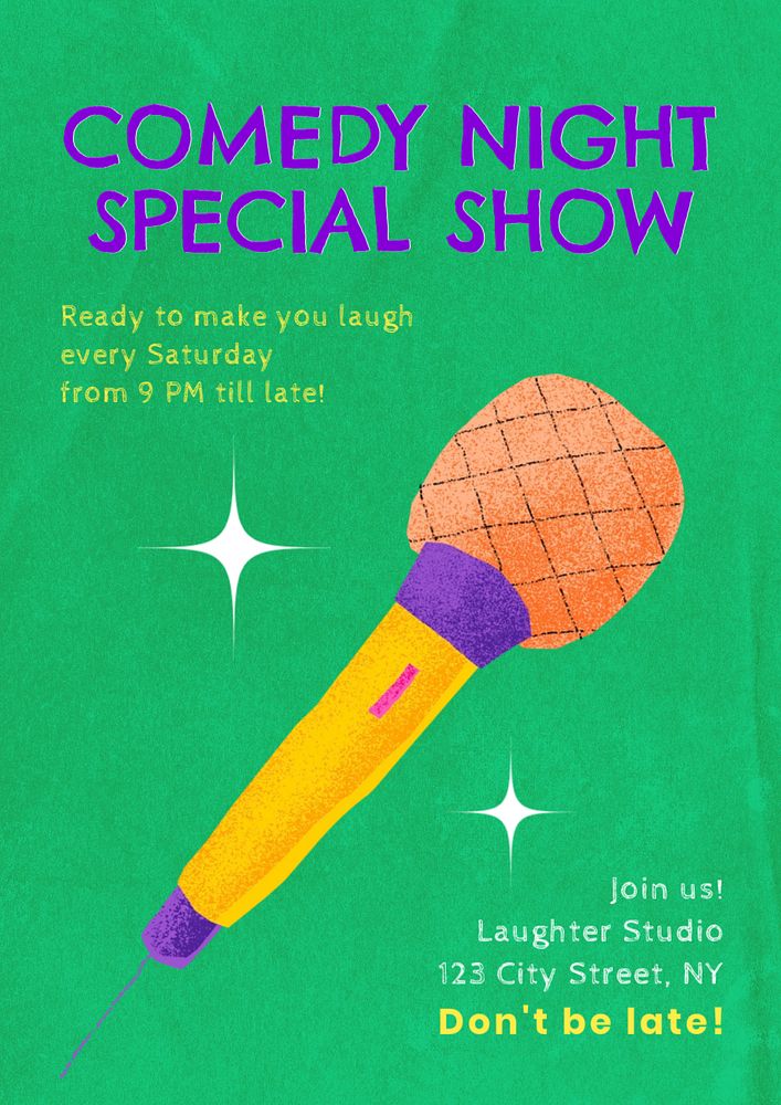 Comedy night special  poster template, editable text and design