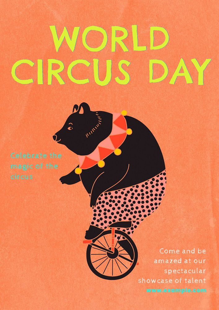 World circus day poster template, editable text and design