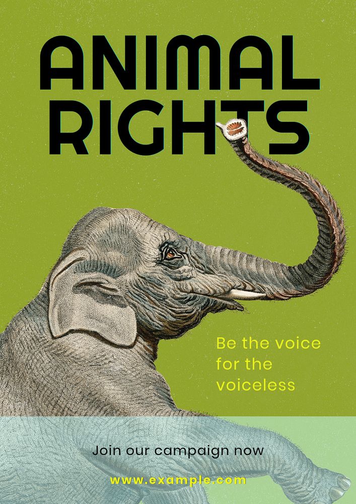 Animal rights poster template, editable text and design