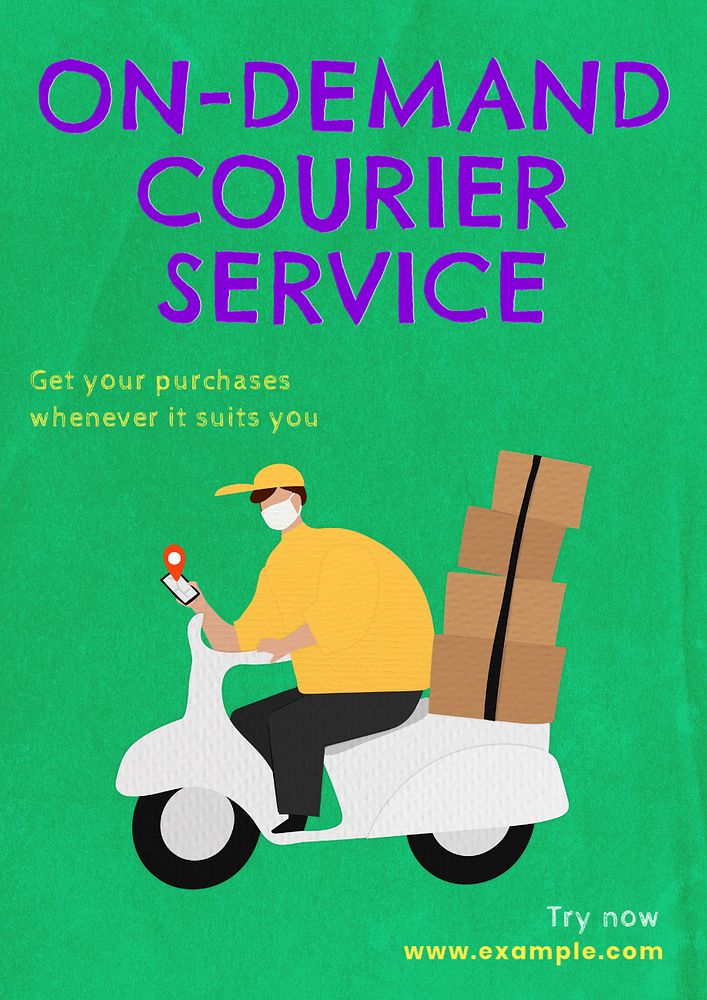 Courier service poster template, editable text and design