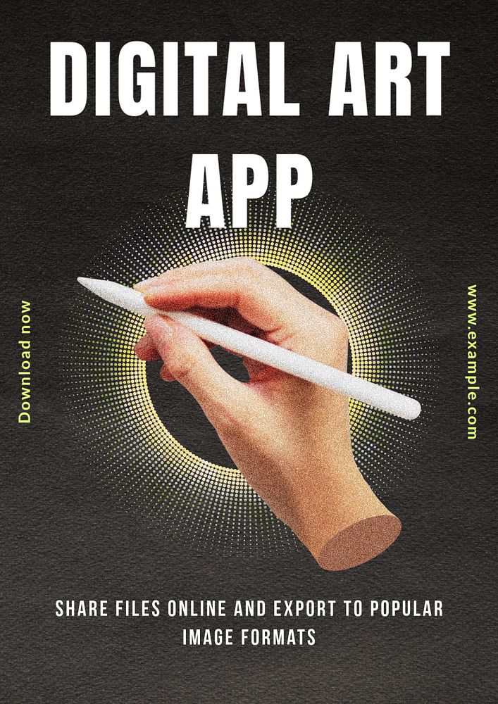 Digital art app  poster template, editable text and design