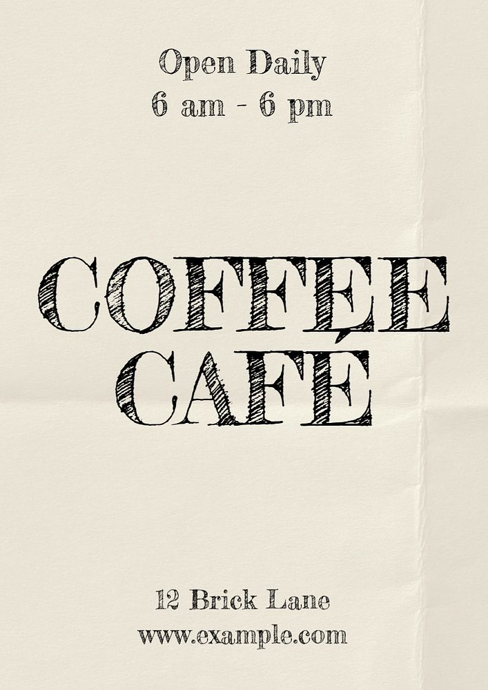 Coffee cafe poster template, editable text & design