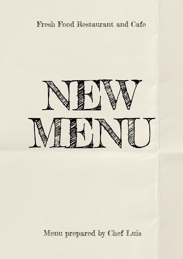 New menu poster template, editable text & design