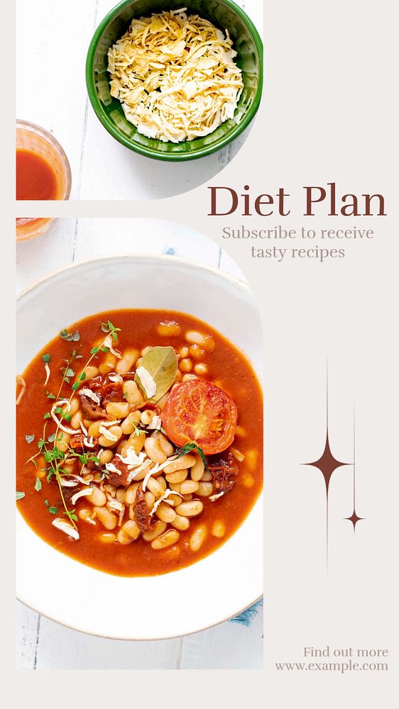 Diet plan Instagram story template, editable text