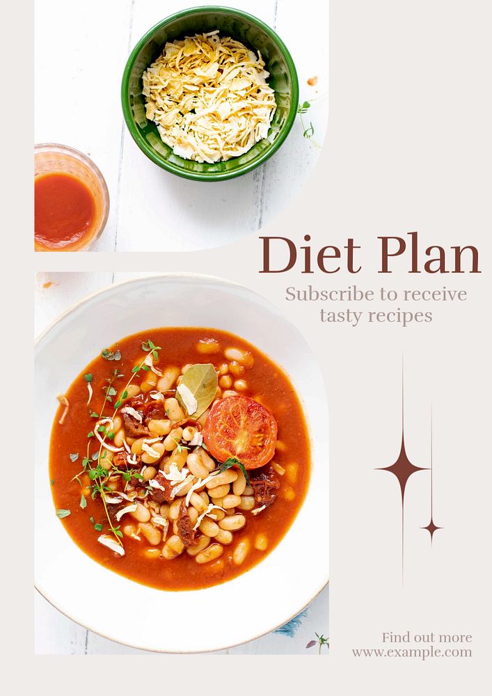 Diet plan poster template, editable text and design